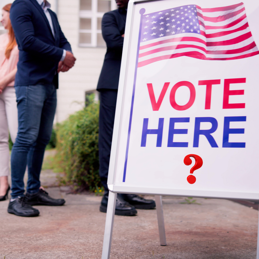 sign says vote here